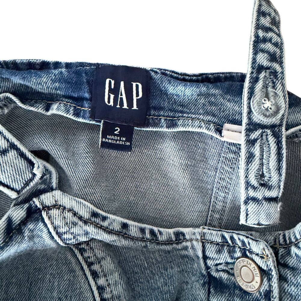 GAP Denim Button-Front Mini Dress Light Wash Jean Strappy Size 2 Y2K Sweetheart - Picture 4 of 5